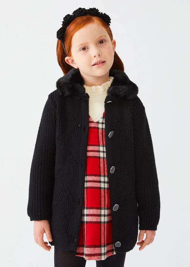 Girls Black Long Cardigan