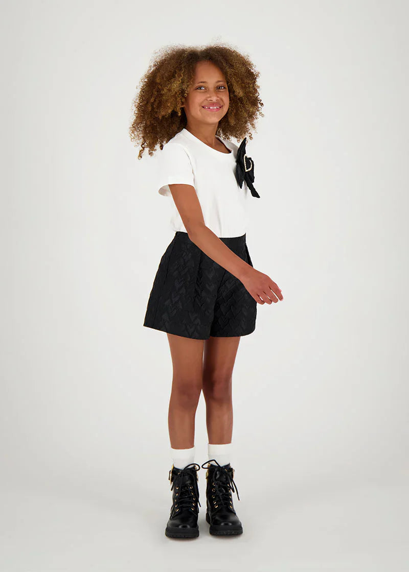 Girls Black Jacquard Shorts
