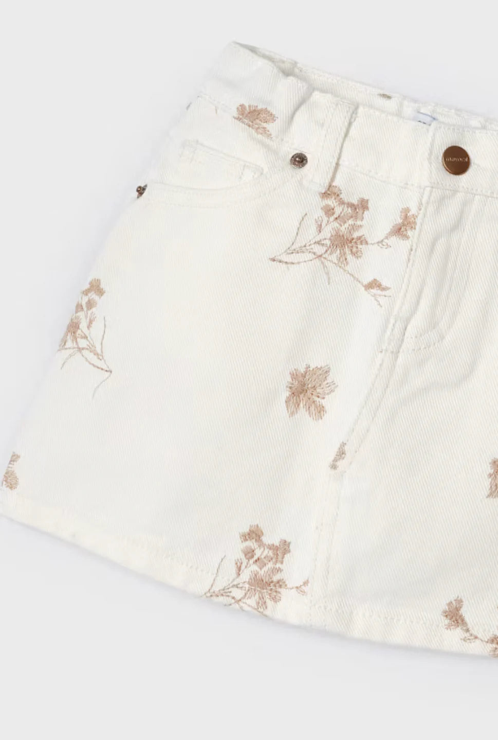 Girls White Denim Skirt