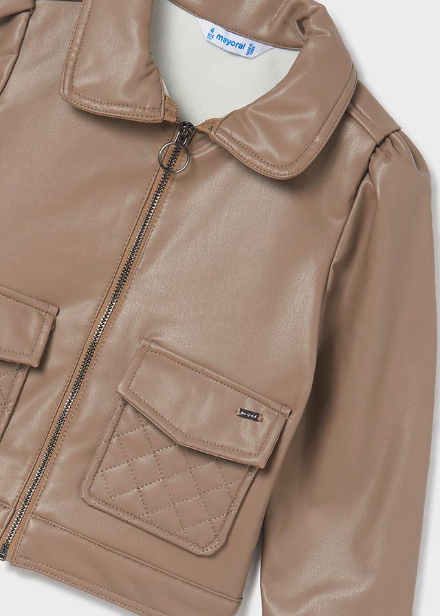 Beige Faux Leather Jacket