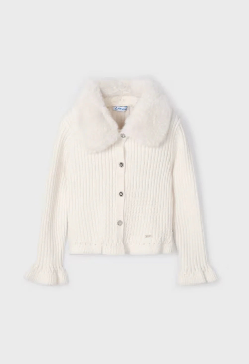 Girls Ivory Knit Cardigan