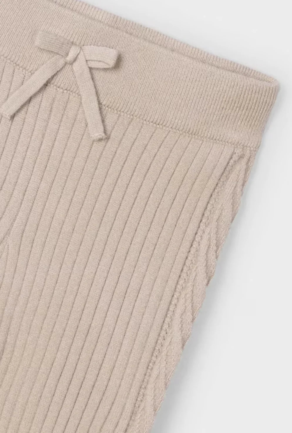 Girls Beige Knit Leggings