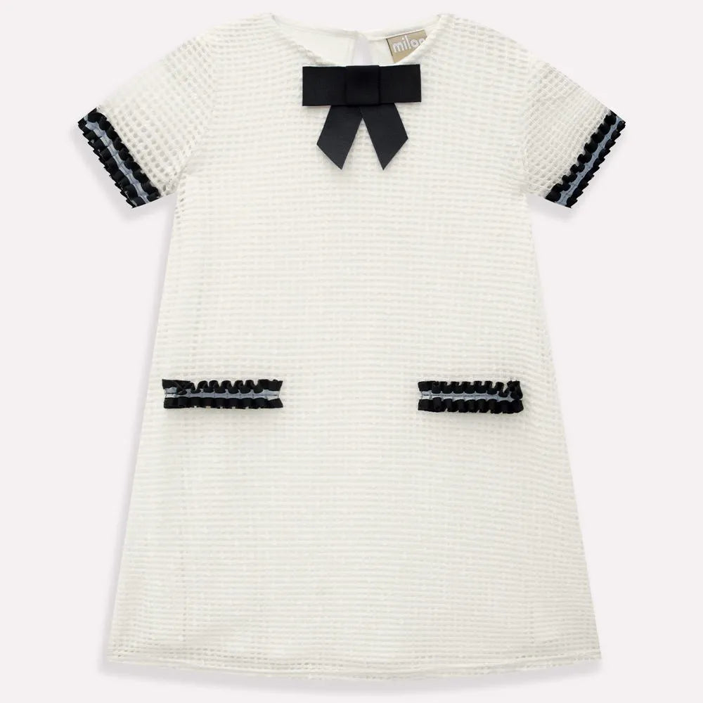 Girls White Mesh Dress