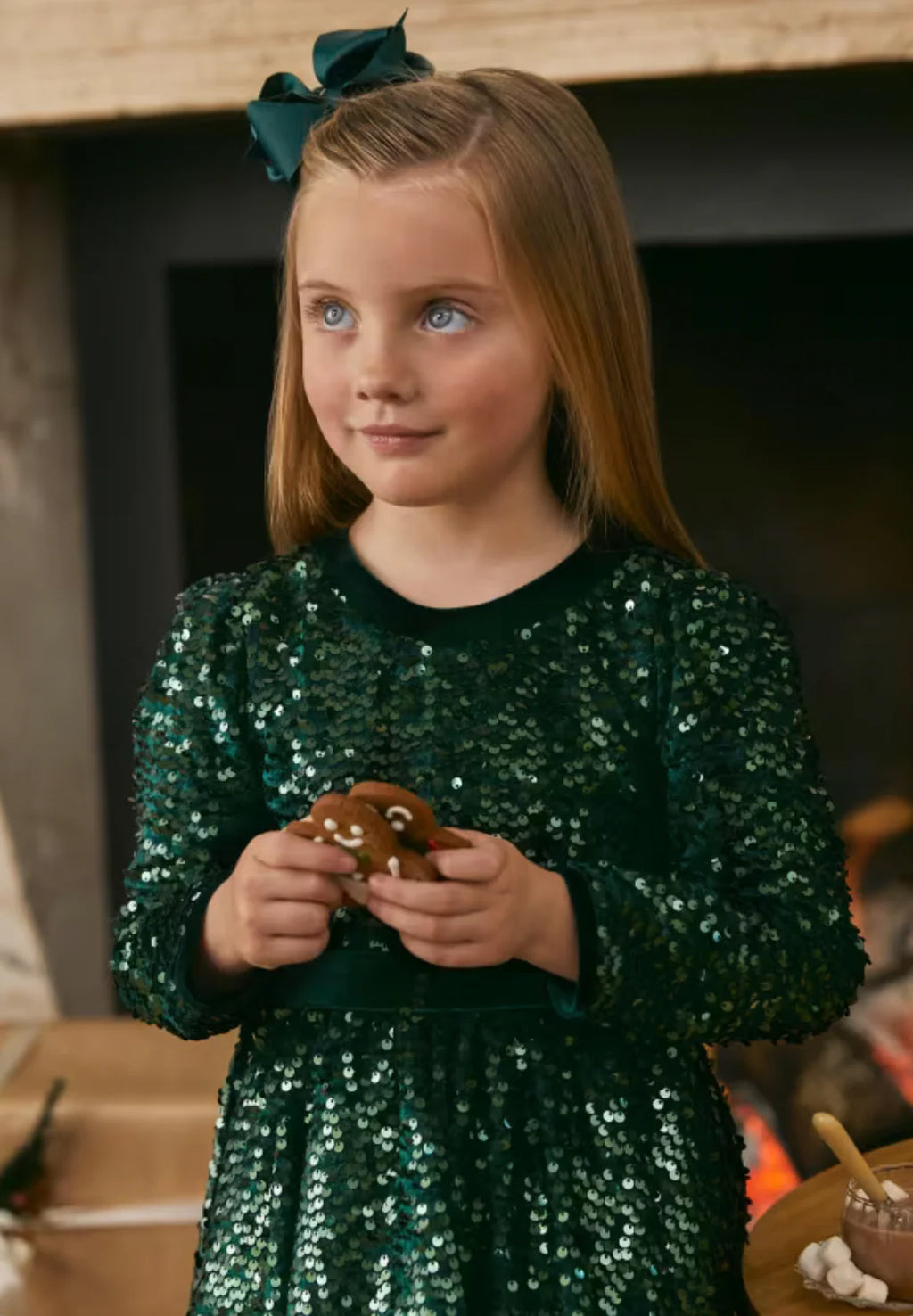 Girls Green Sequins Dress