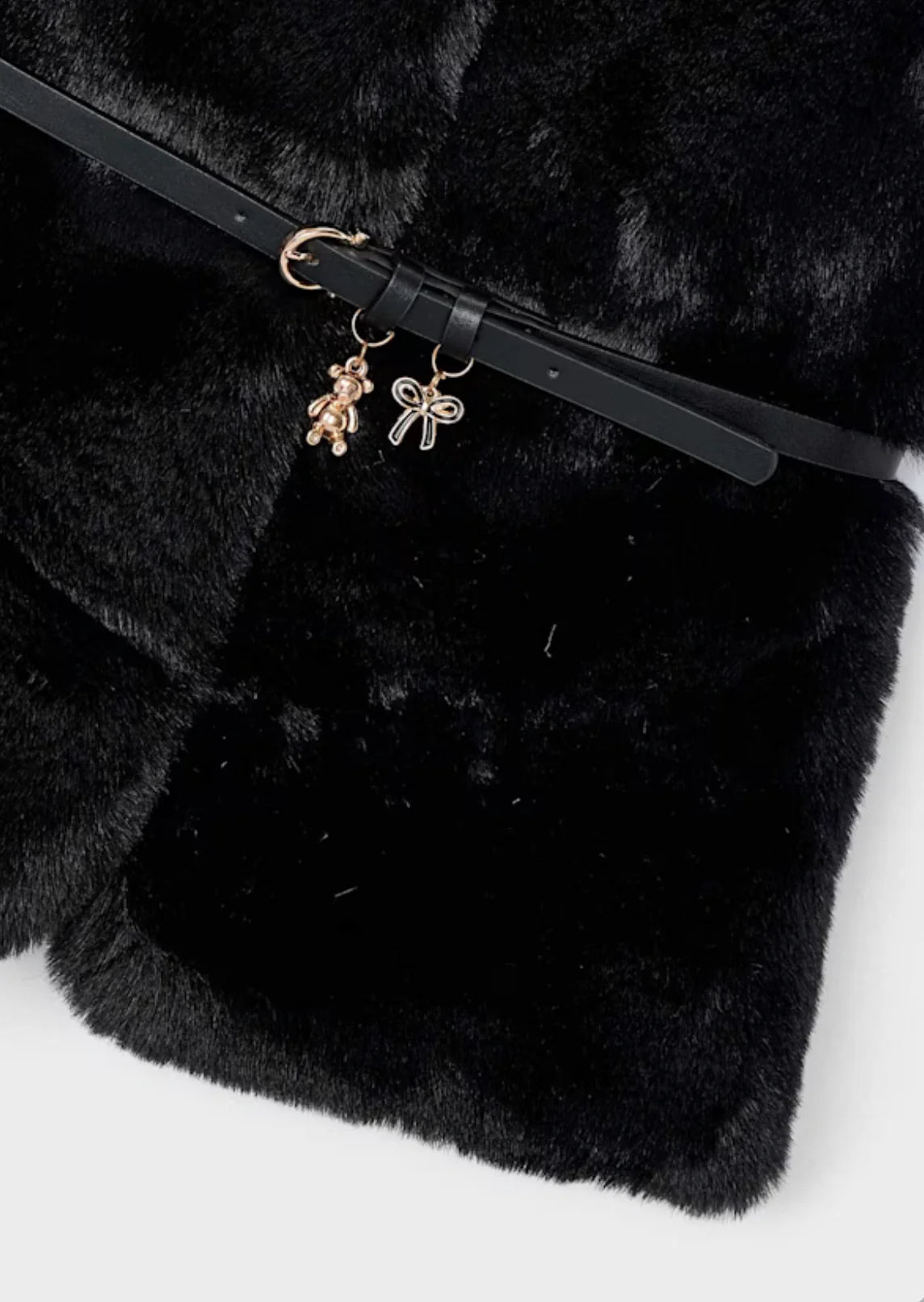 Girls Black Faux Fur Vest