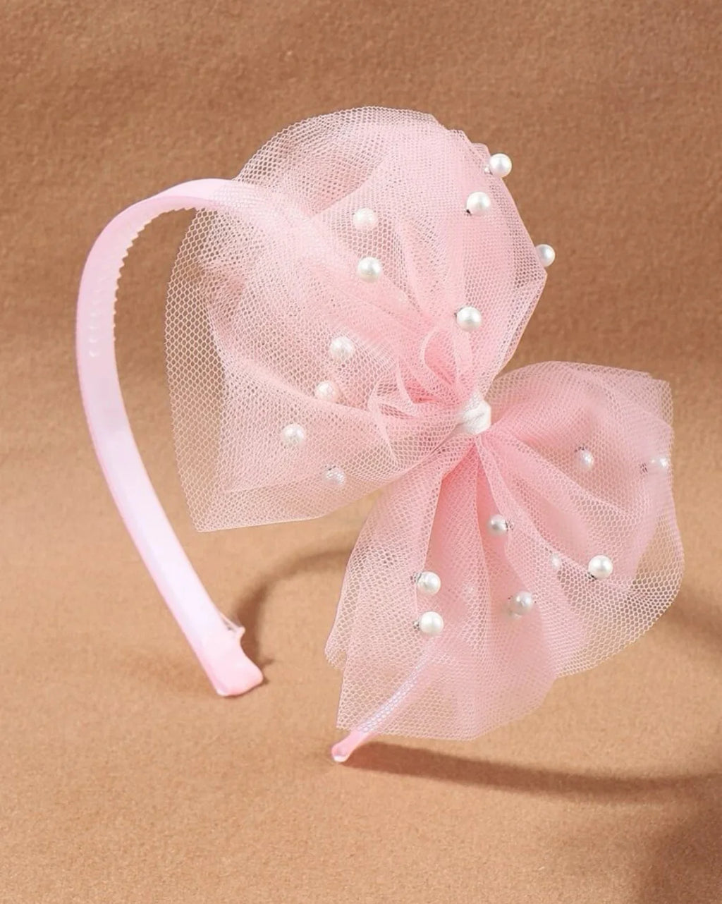 Pink Tulle & Pearl Headband