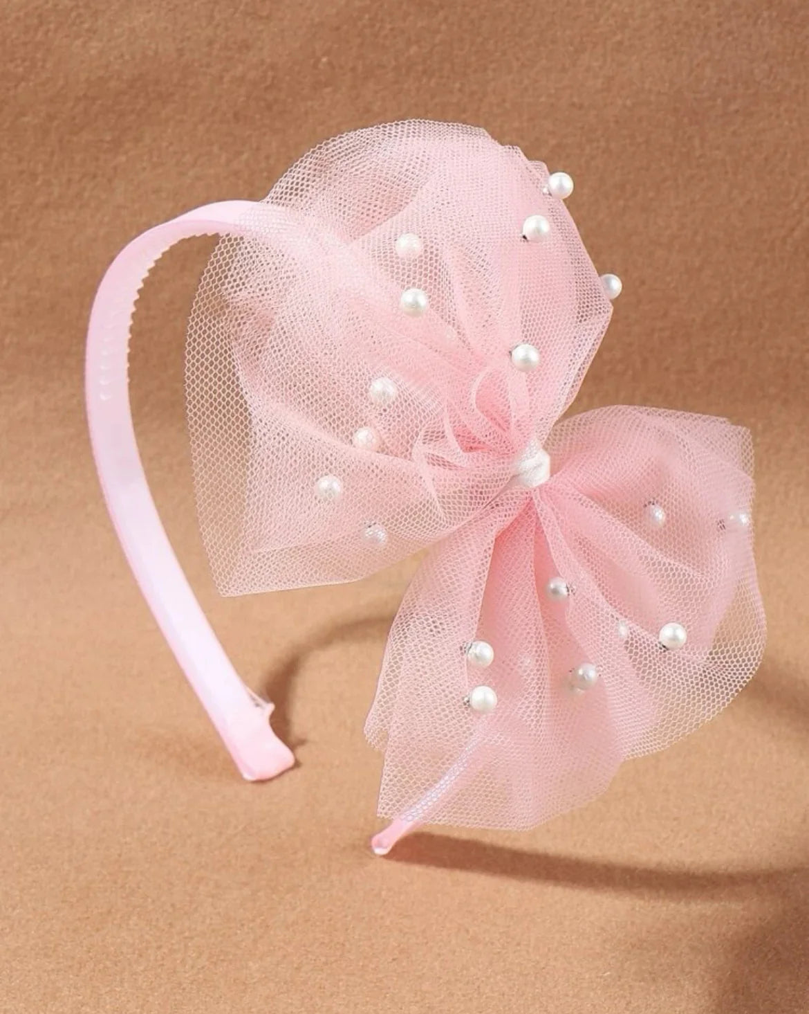 Pink Tulle & Pearl Headband