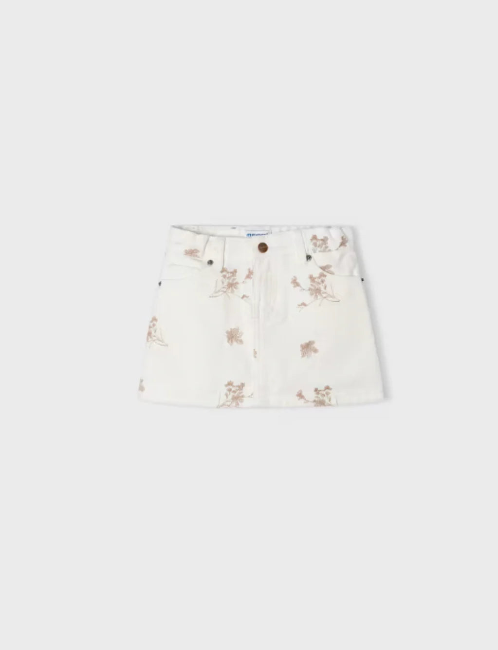 Girls White Denim Skirt