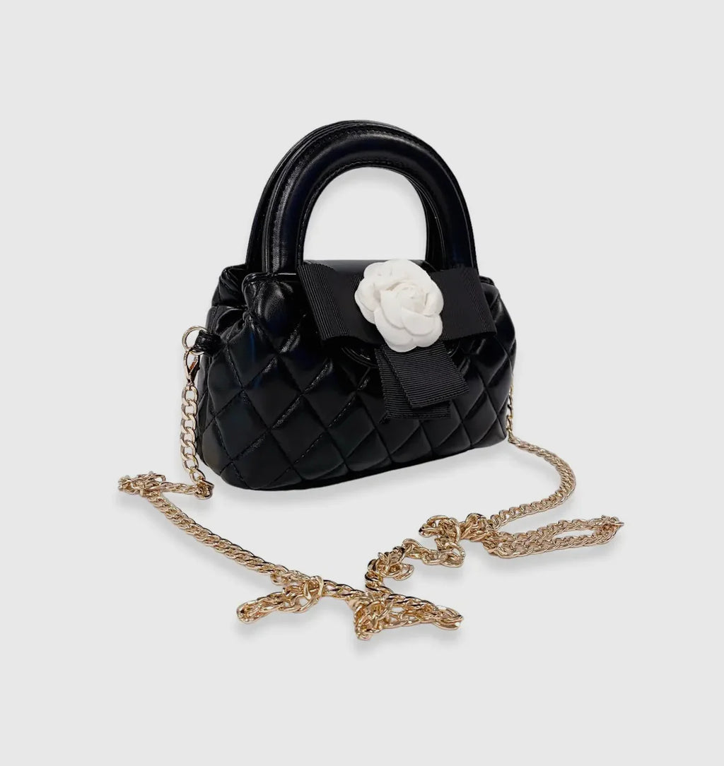 Girls Black Flower Purse