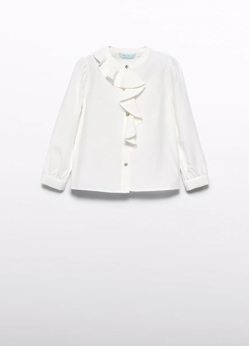 Girls Off White Ruffled Blouse