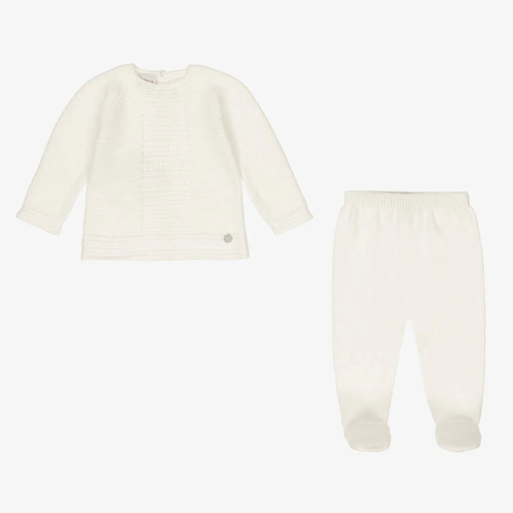 Ivory Cotton Knit Babysuit Set
