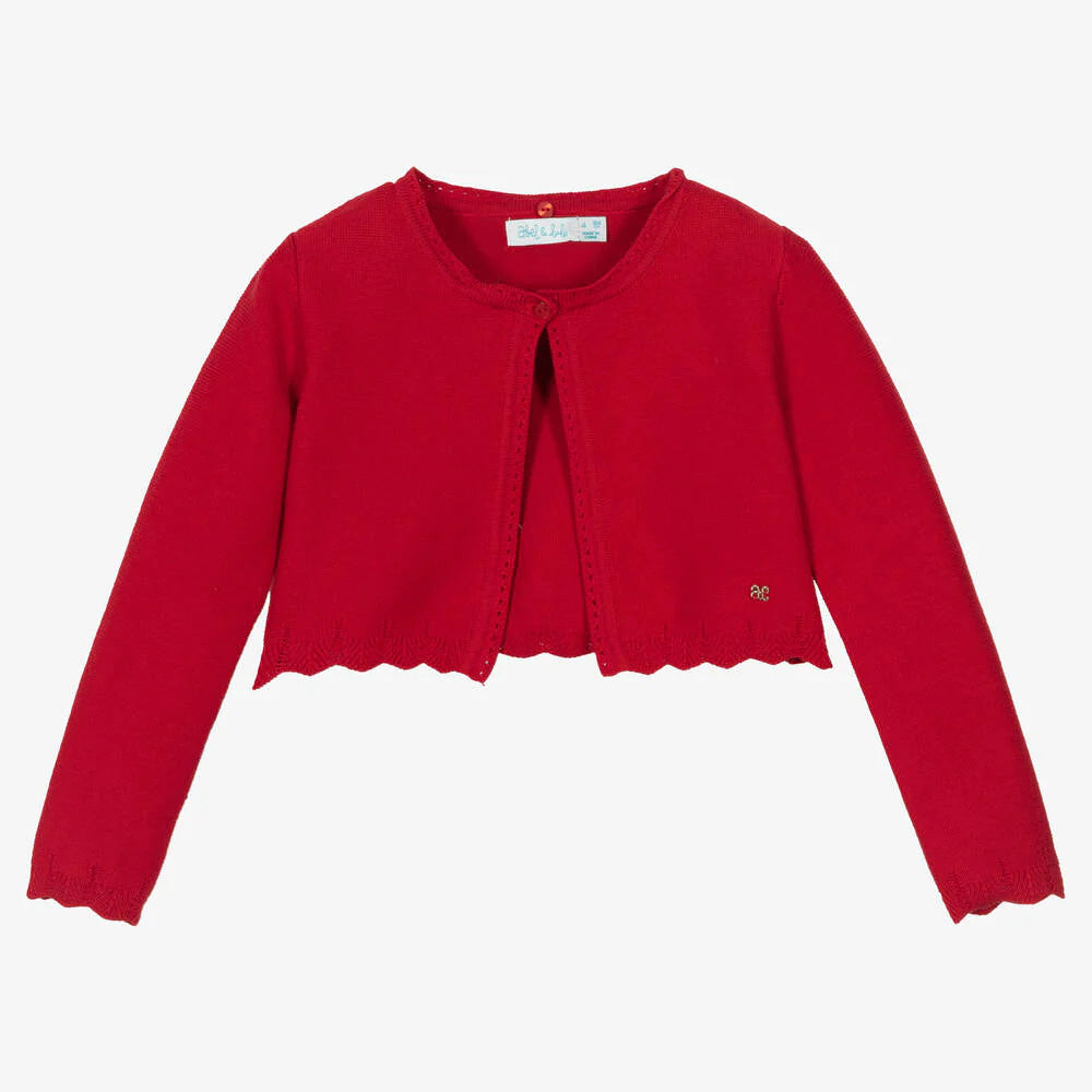 Girls Red Knit Cardigan
