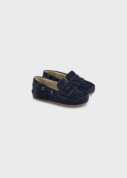 Navy Blue Suede Loafers