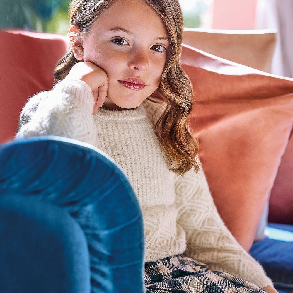 Girls Ivory Knit Sweater