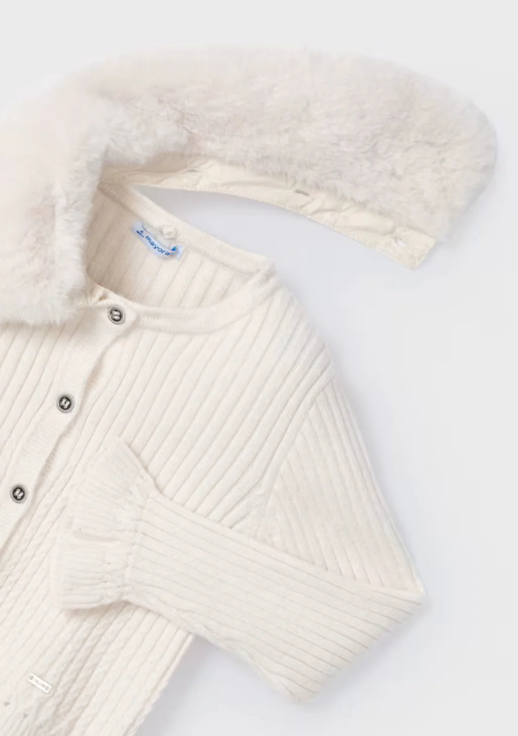 Girls Ivory Knit Cardigan