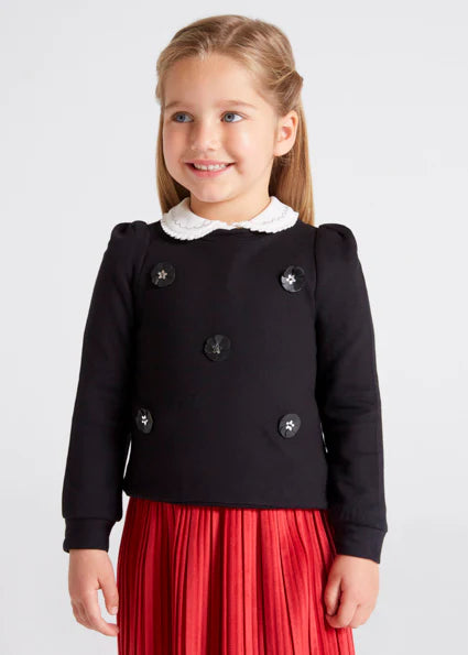 Girls Black Dressy Sweatshirt