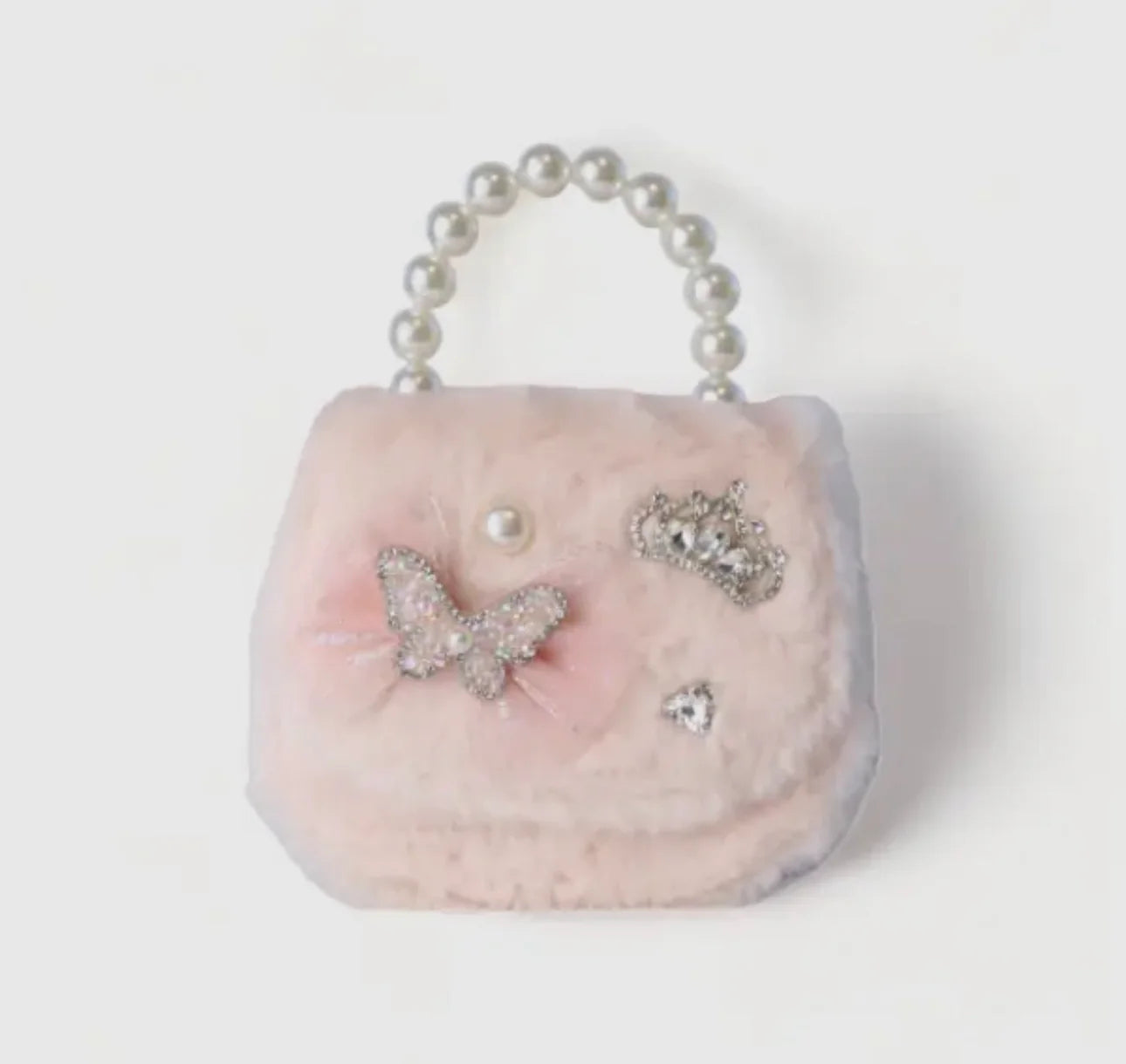 Pink Butterfly Furry Purse