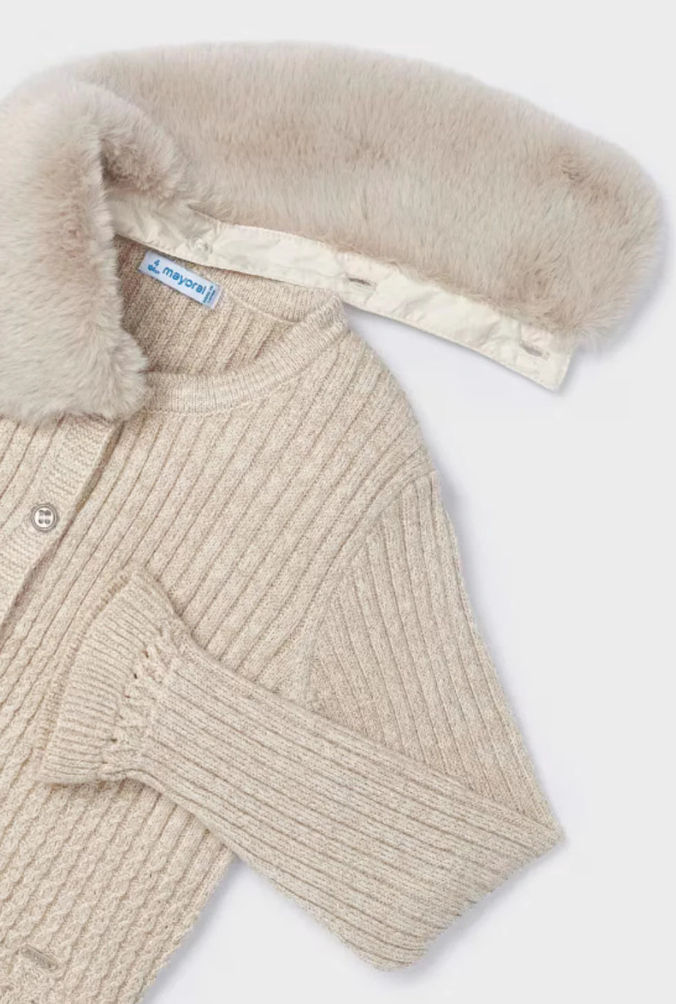 Girls Beige Knit Cardigan