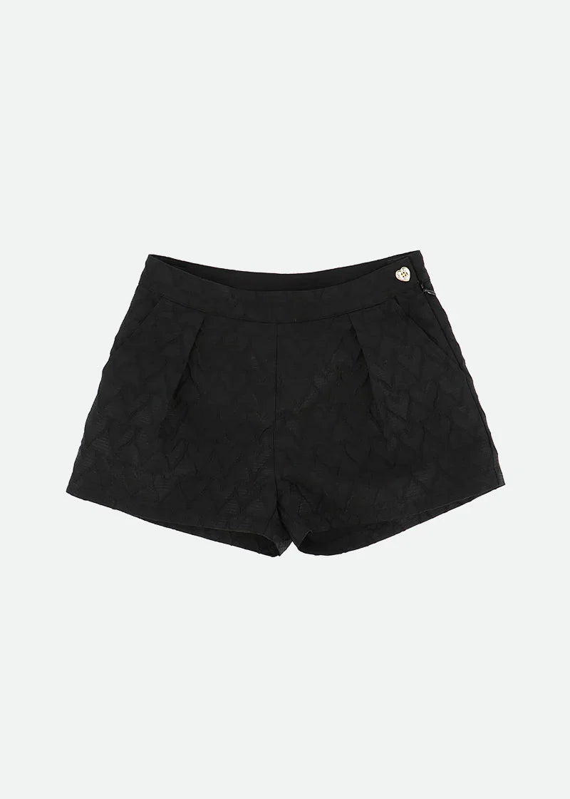Girls Black Jacquard Shorts