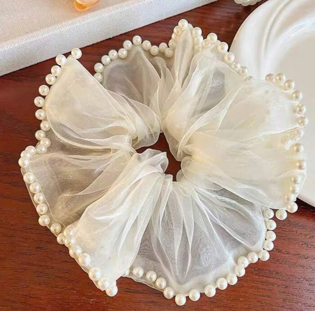 Girls Mesh Pearl Hair Tie