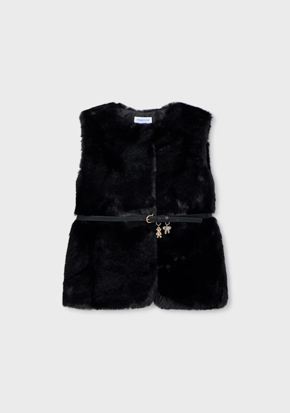 Girls Black Faux Fur Vest