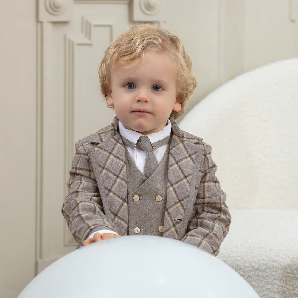 Grey Check Flannel Blazer Set