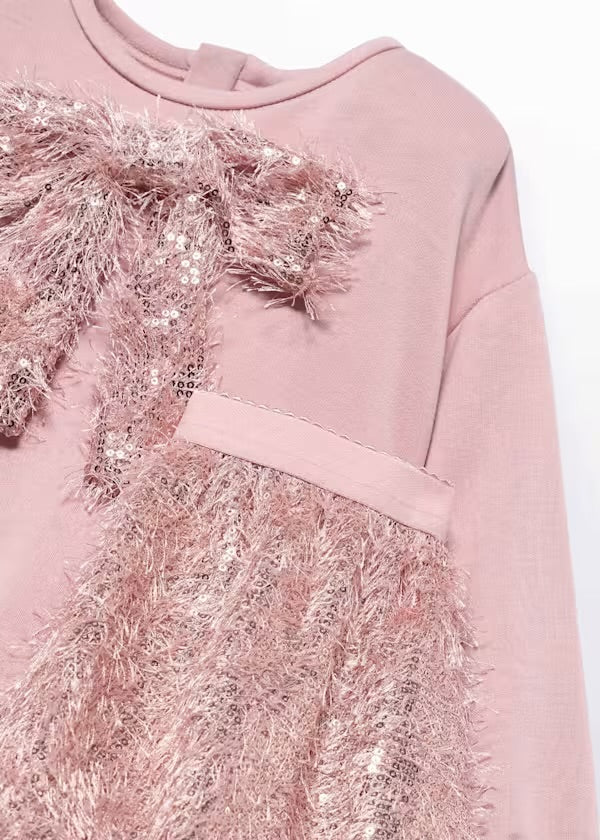 Girls Sequined Fringe Skirt Set