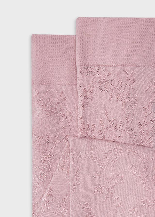 Pink Jacquard Tights