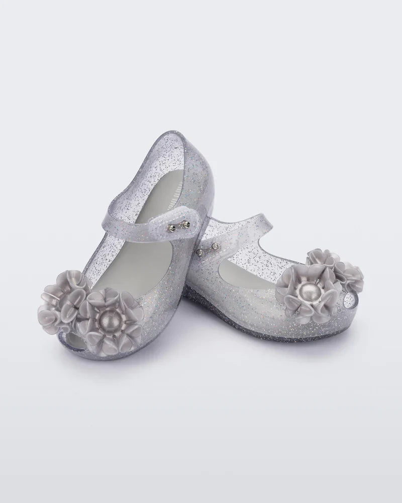 Mini Melissa Silver Glitter Shoes