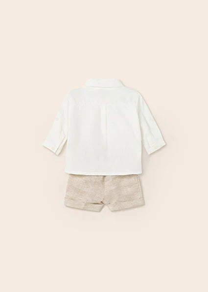 Beige Linen Shorts Set