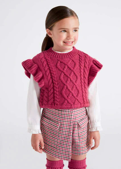 Ruby Red Knit Braided Vest
