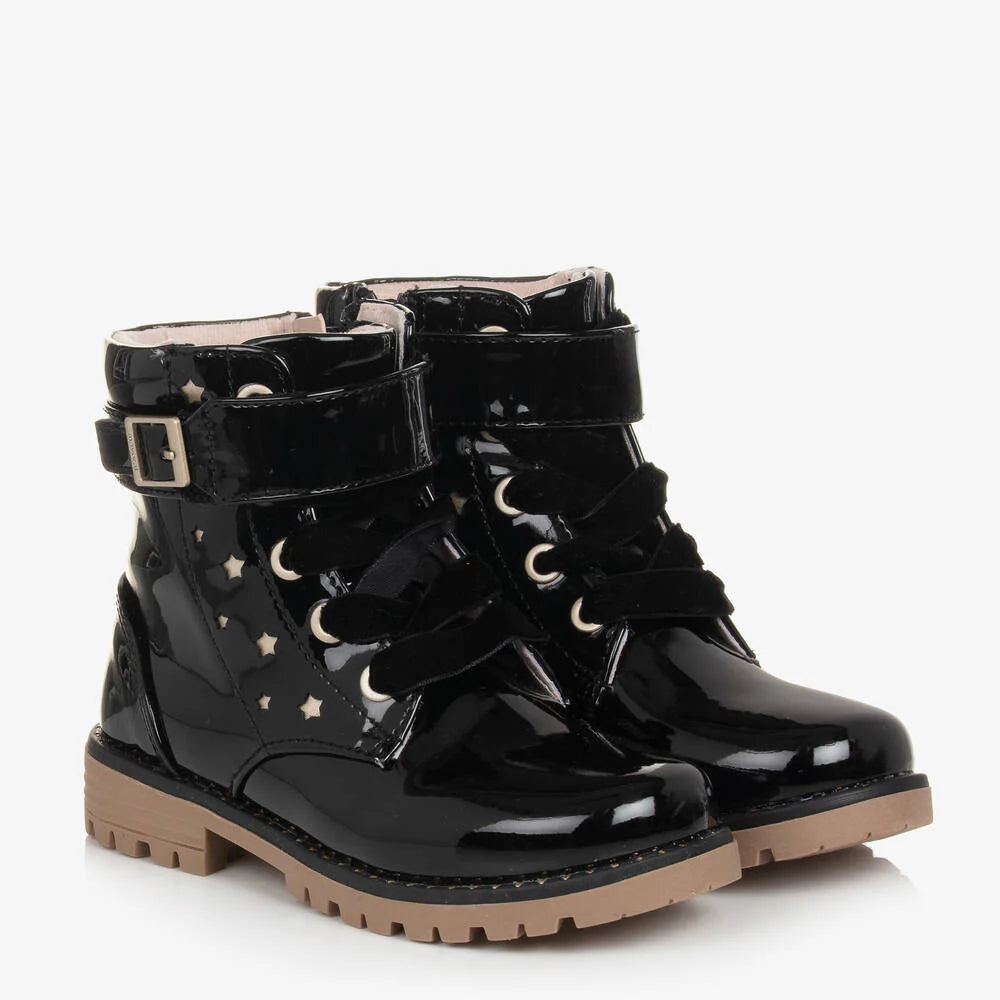 Black Patent Faux Leather Boots