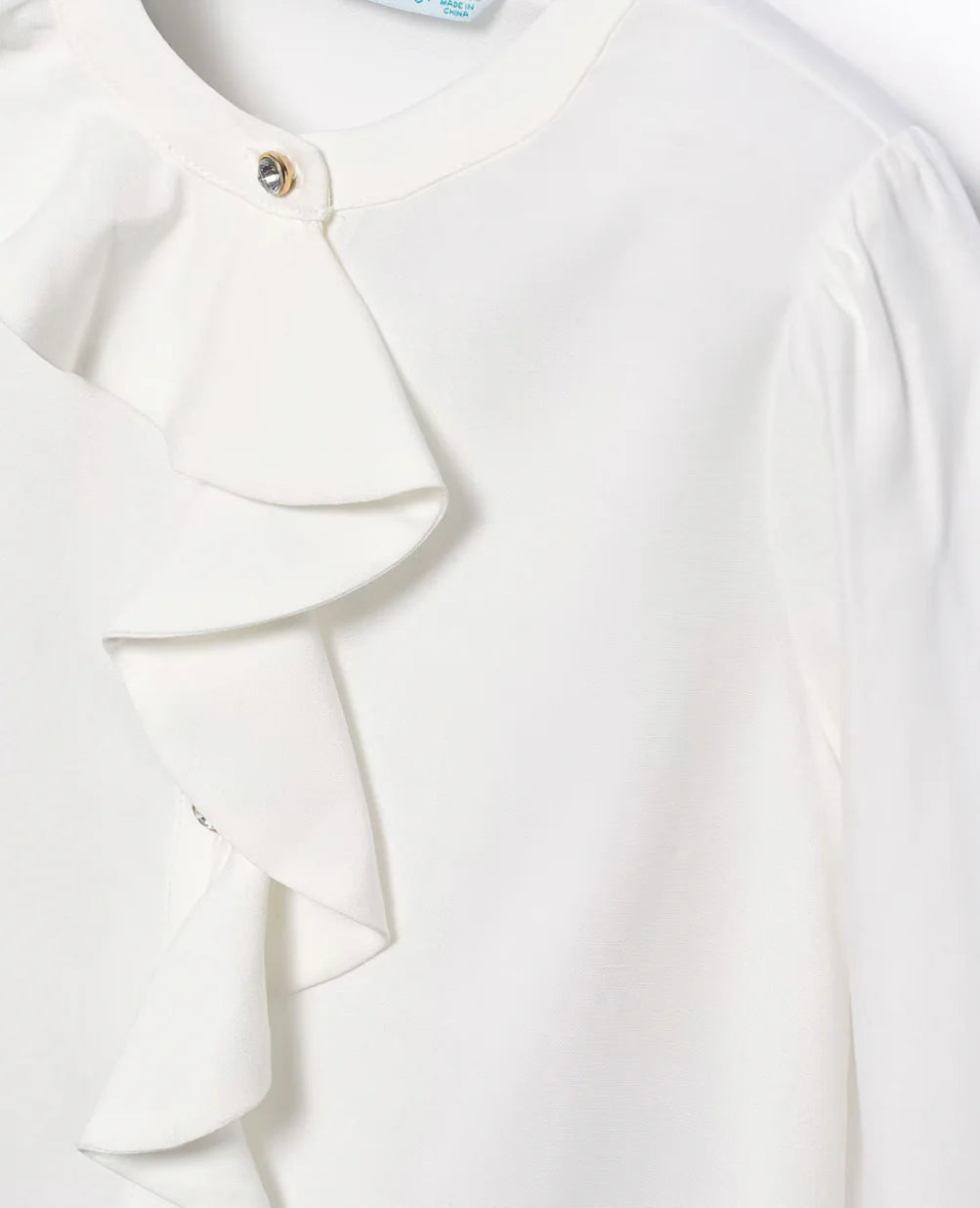 Girls Off White Ruffled Blouse