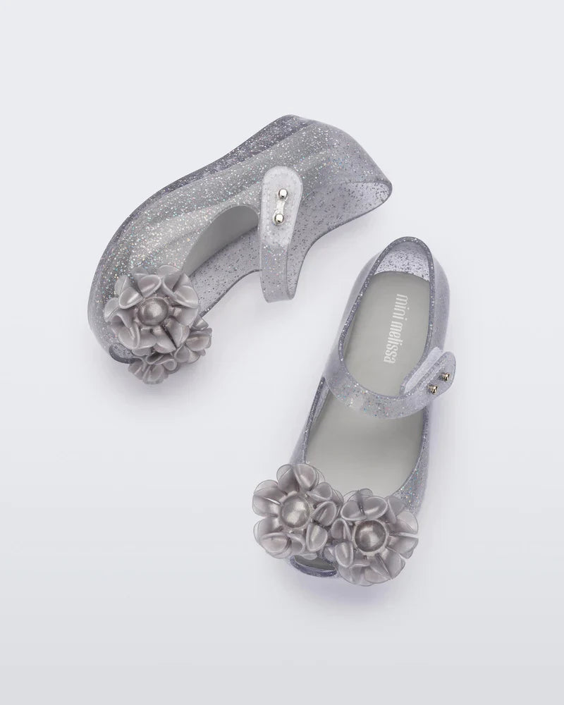 Mini Melissa Silver Glitter Shoes