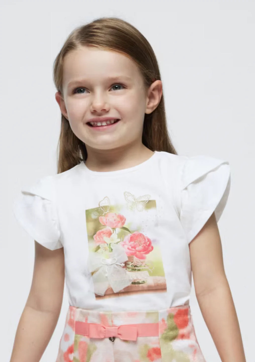 Girls Pink Floral Shorts Set