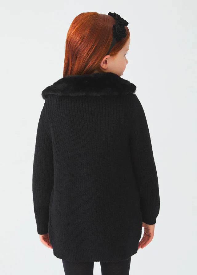 Girls Black Long Cardigan
