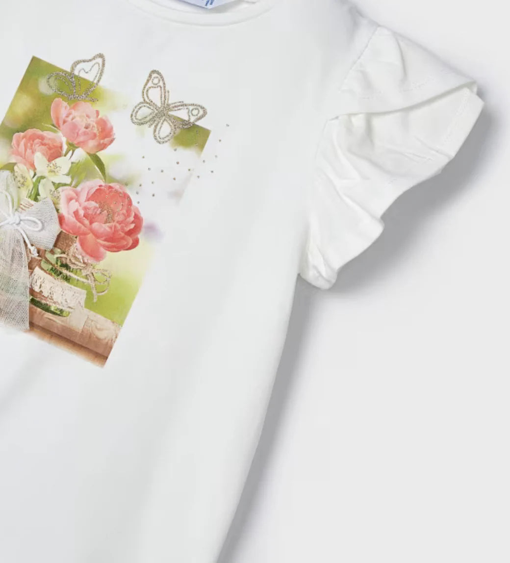 Girls Pink Floral Shorts Set