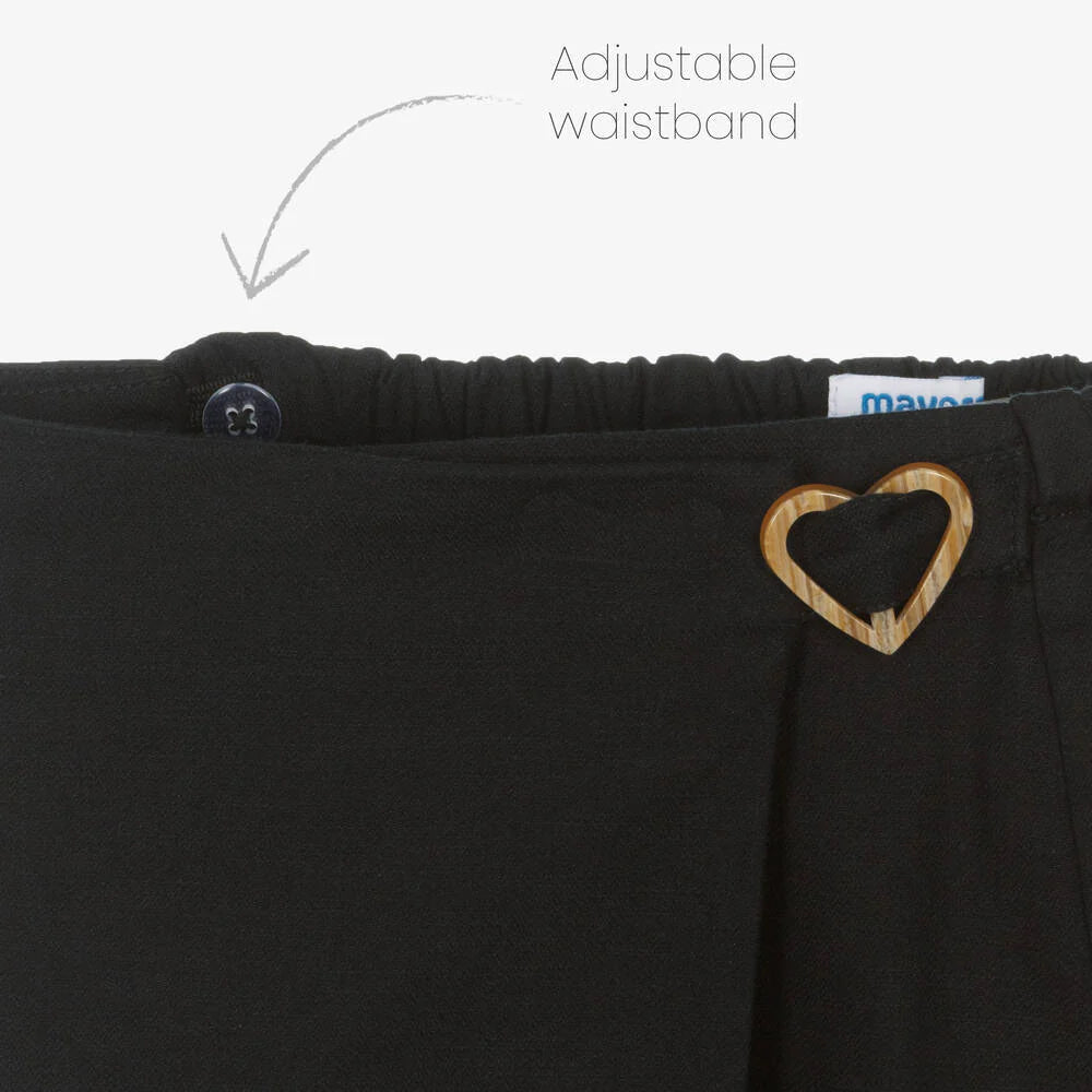 Girls Black Cotton Skort