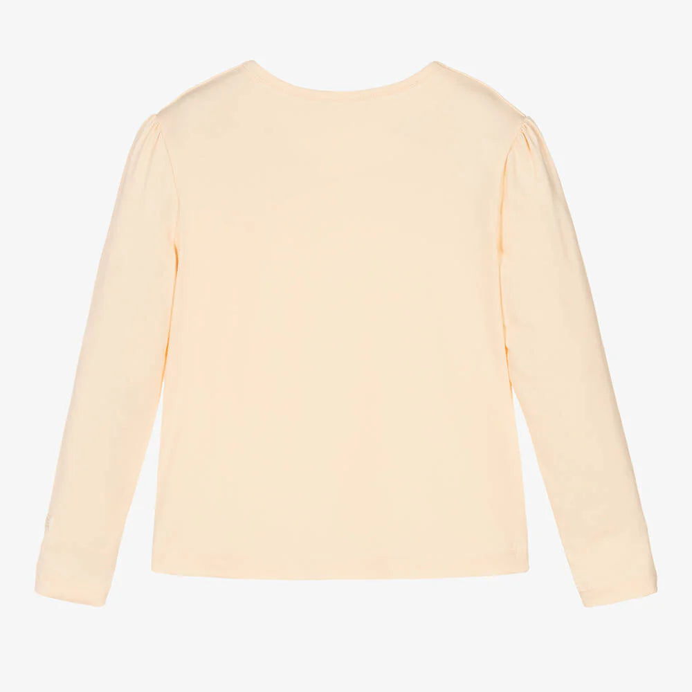 Girls Ivory Pearl Bow Top