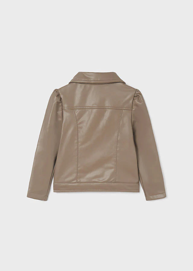 Beige Faux Leather Jacket