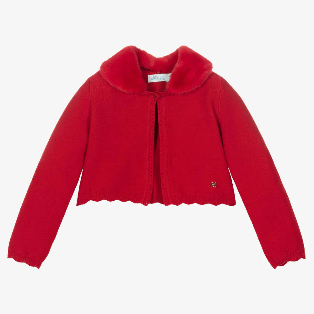 Girls Red Knit Cardigan