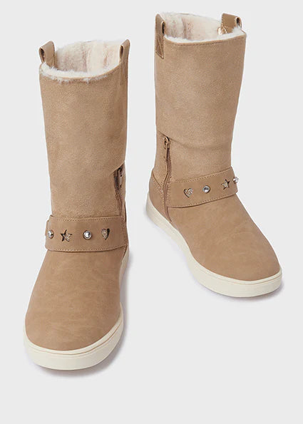 Beige Faux Fur Boots
