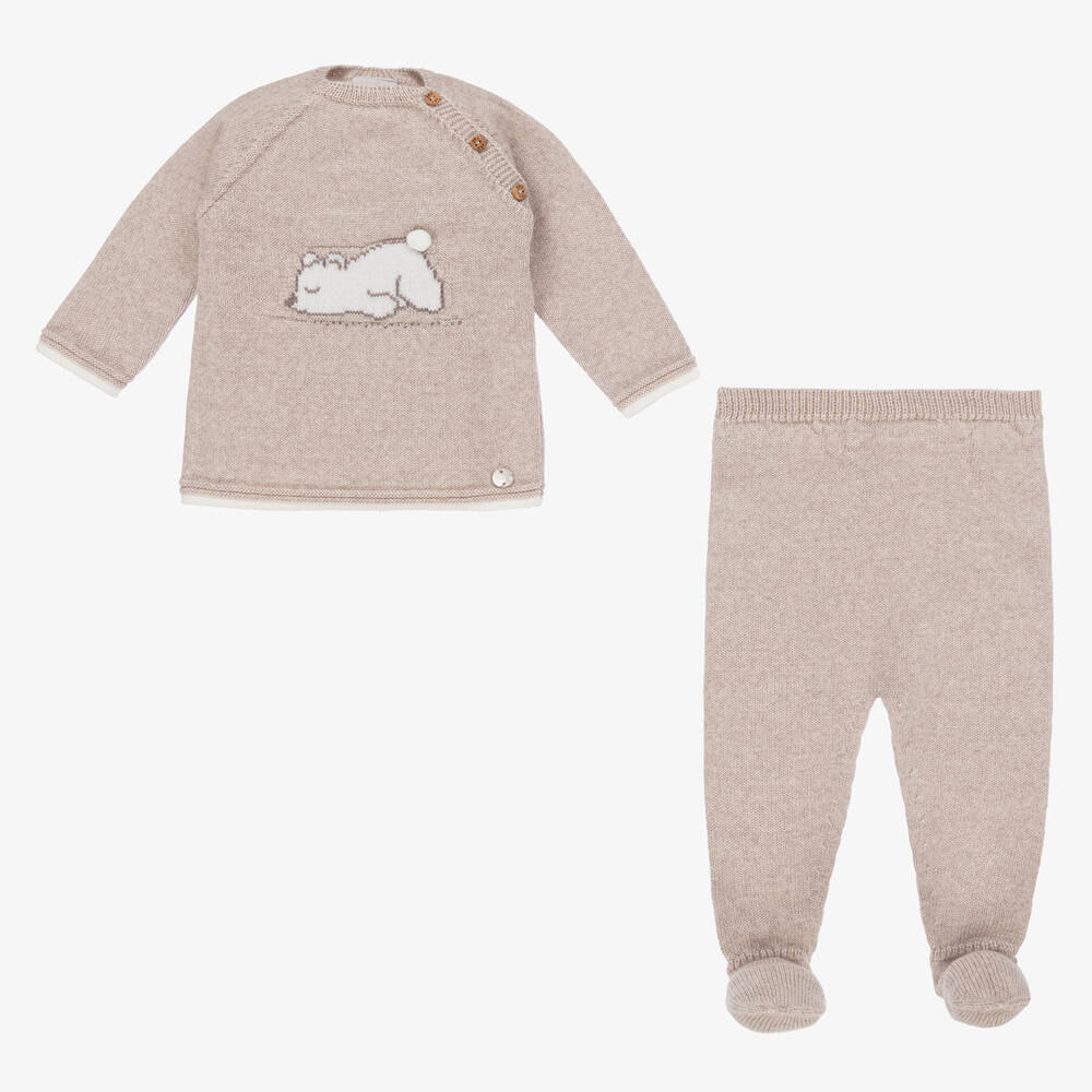 Baby Boys Beige Wool Set