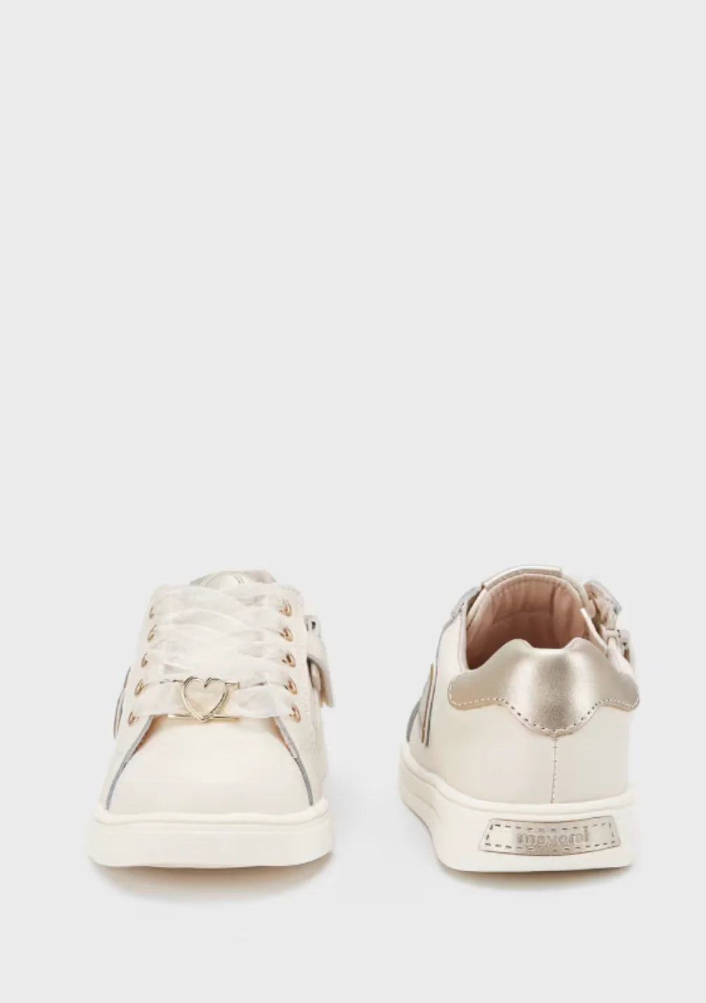 Girls Ivory Leather Sneakers