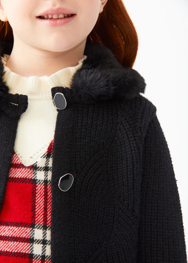 Girls Black Long Cardigan