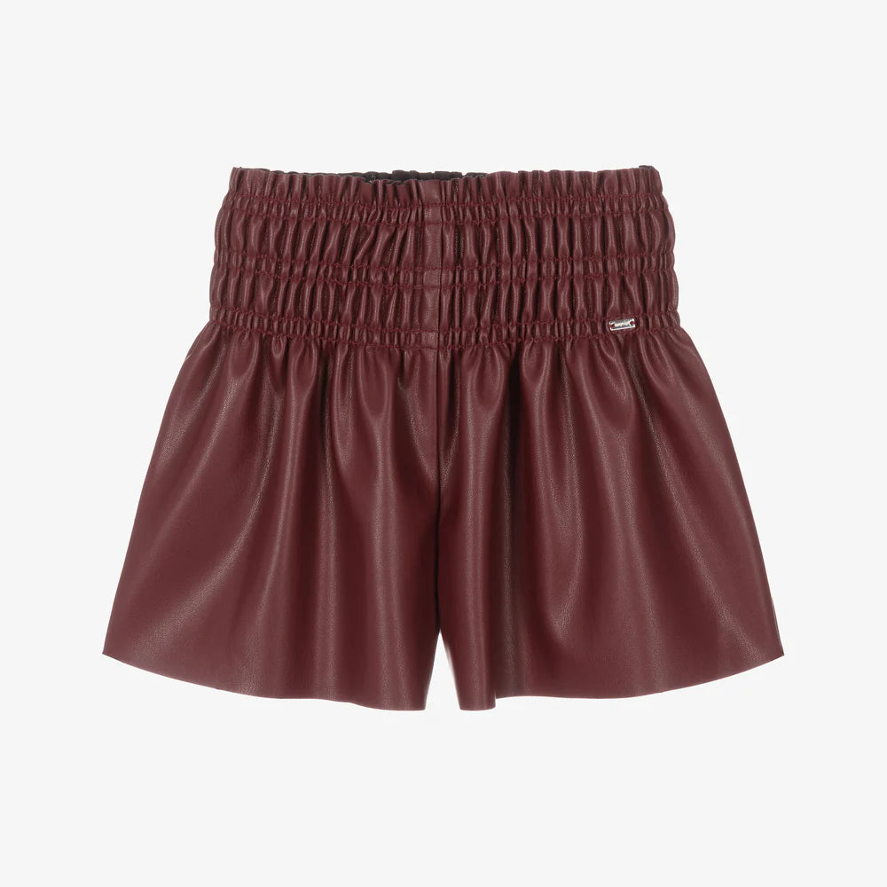 Red Leatherette Shorts