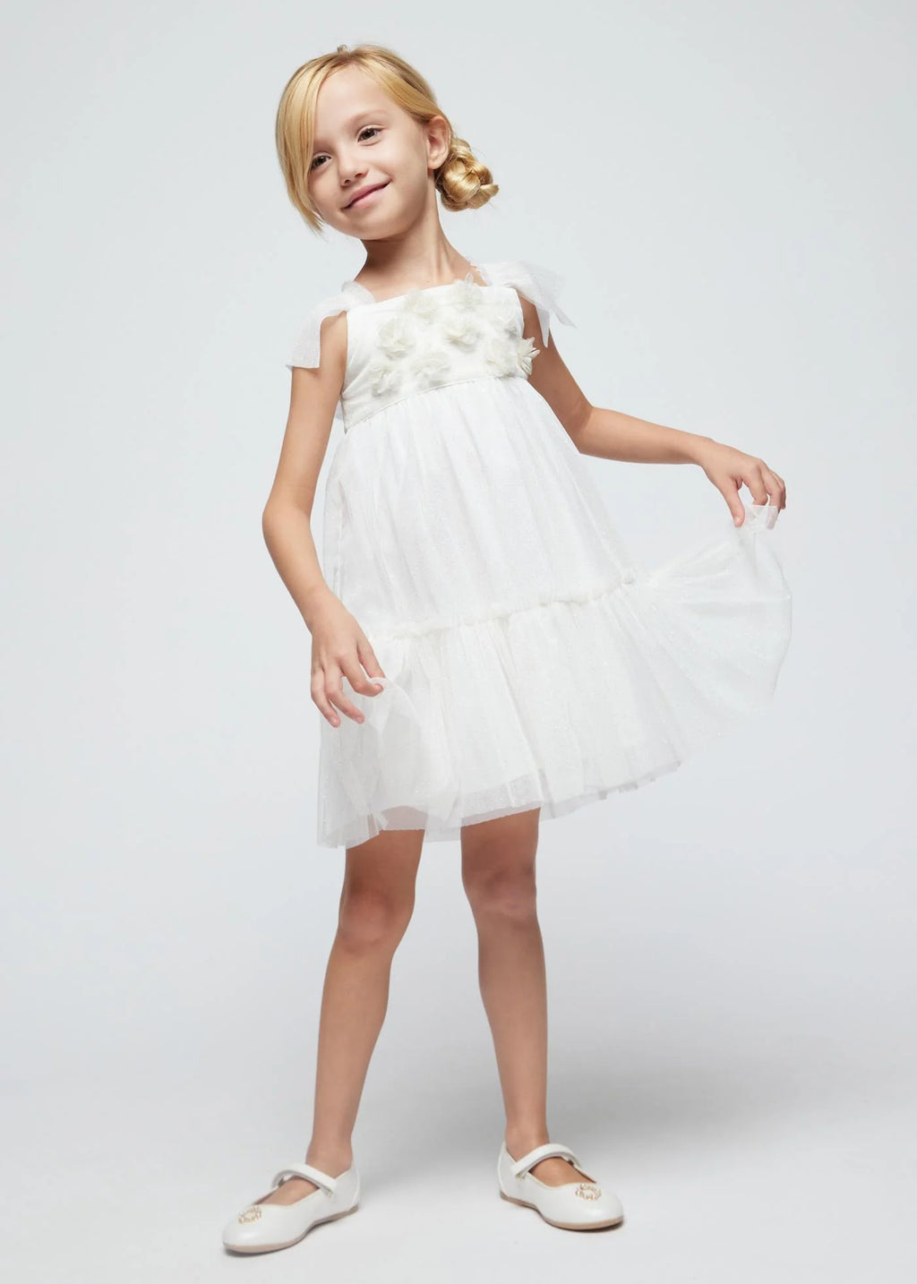 Girls Off White Tulle Dress