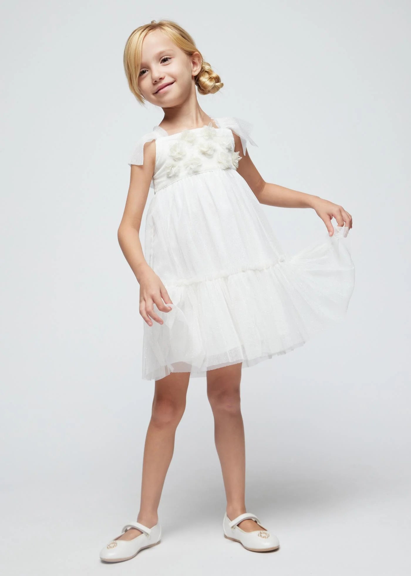 Girls Off White Tulle Dress
