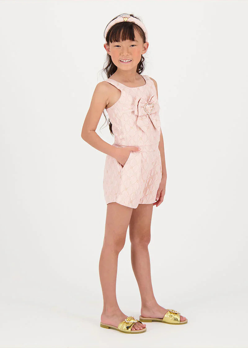 Girls Metallic Flowers Shorts Set