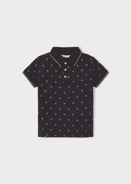 Black Printed Polo Shirt